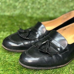 Salvatore Ferragamo Studio Mens Size 11D Black Leather Tassel Loafers Shoes